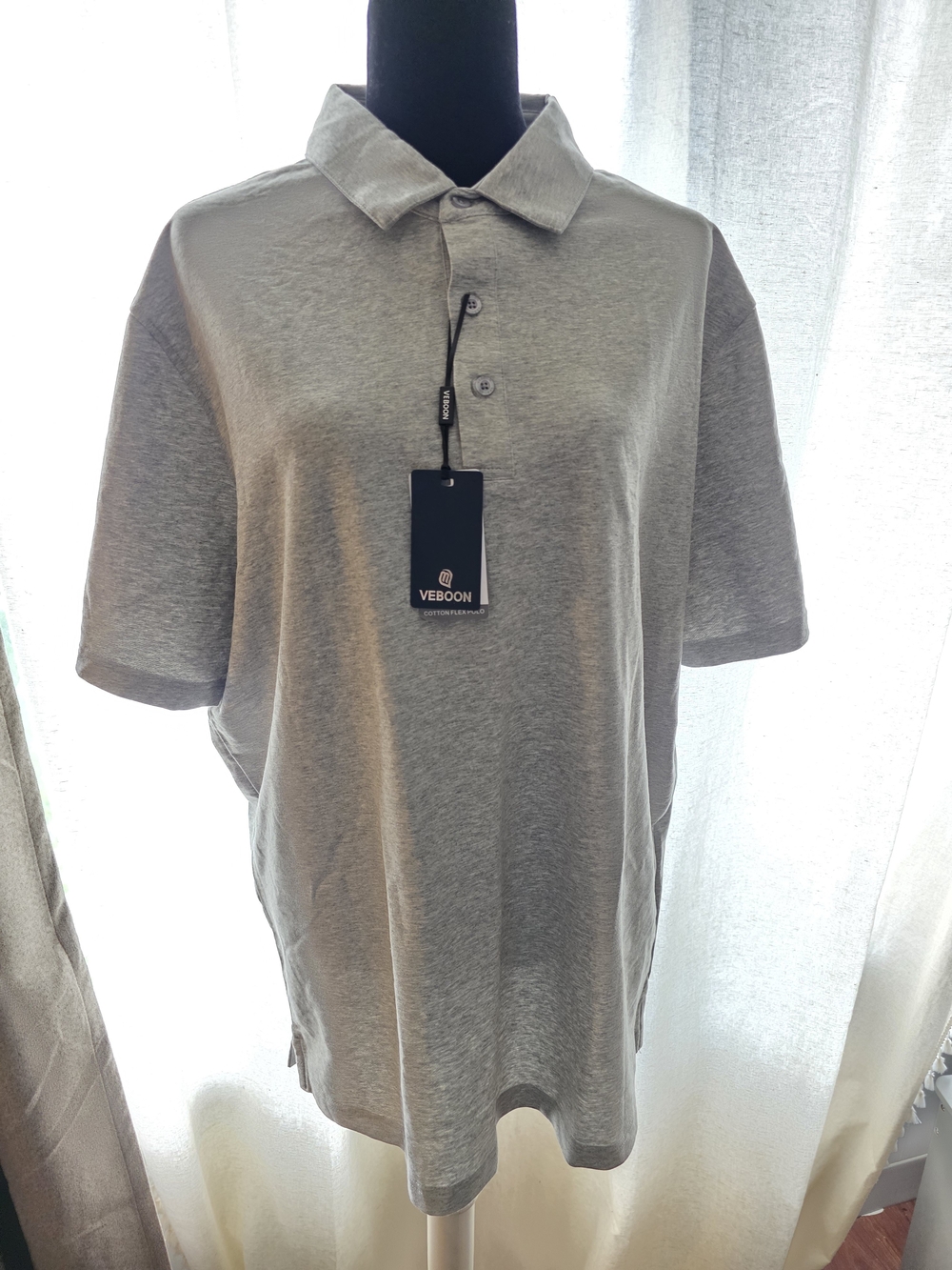 Veboon Men’s Grey Short-Sleeve Polo Shirt